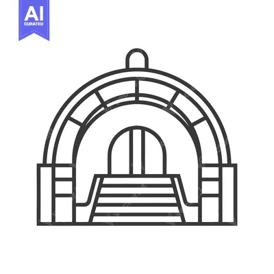 Premium design asset: An illustration depicting the stylized exterior of a grand building