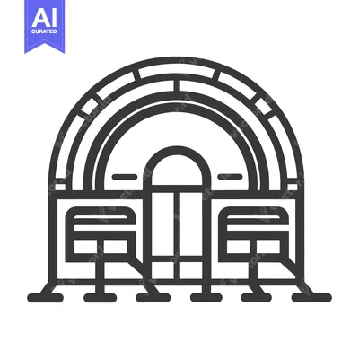 Aset premium populer: A stylized illustration showing an architectural arched structure with