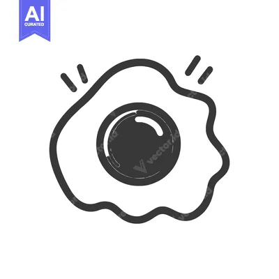 Popular premium asset: Simple line art graphic illustration depicting a fried egg