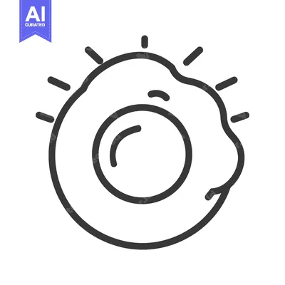 Aset desain premium: A simple black and white illustration depicting a sunny side up egg