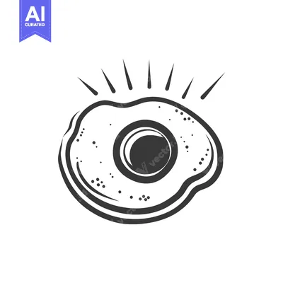 Premium design asset: A simple illustration of a single fried egg over a white background