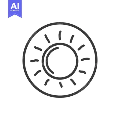 Aset desain premium: A simple line drawing depicting a stylized radiant sun