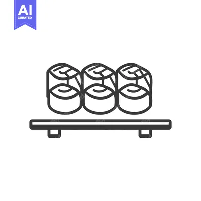 Three sushi rolls displayed on a rectangular wooden serving tray