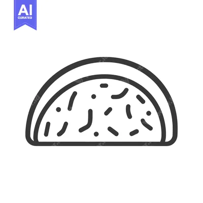 Premium design asset: An illustrated graphic shows a filled pastry in semicircle shape