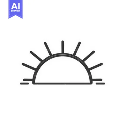 Aset desain premium: Simple graphic illustration of a rising sun in the sky