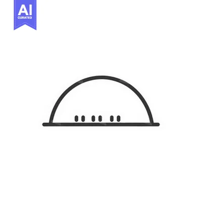 Aset desain premium: A minimalistic icon representing an arched shape with small dots