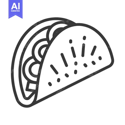 A monochrome illustration depicting a delicious looking taco