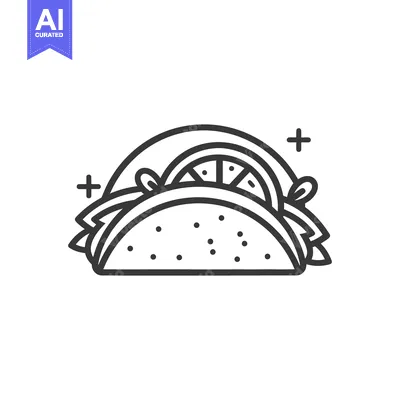 Popular premium asset: A simple monochrome illustration depicts a delicious filled taco