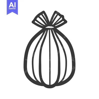 Popular premium asset: Simple black and white illustration of a tied package or bag