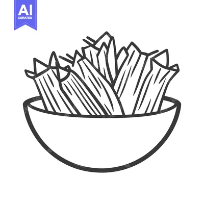 Aset premium populer: A Simple Line Drawing Depicting A Bowl Full Of Food