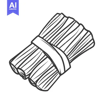 A detailed depiction of a bundle of thin wooden rods