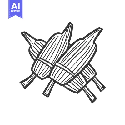 Aset premium populer: Three stylized objects possibly resembling bundles of some plant