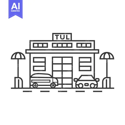 Aset premium populer: A graphical illustration depicting an airport terminal with two cars