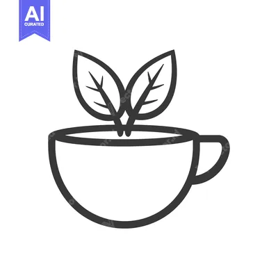 Popular premium asset: Two green leaves emerging from a simple coffee cup design