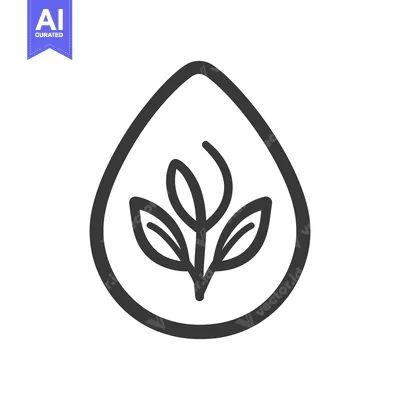 Aset premium populer: A stylized illustration representing plants inside a water droplet