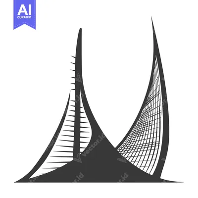 Aset desain premium: An abstract architectural illustration showcasing a modern structure d
