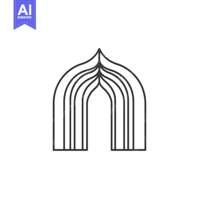 Aset desain premium: Minimalist illustration of arched architectural structure in monochrom