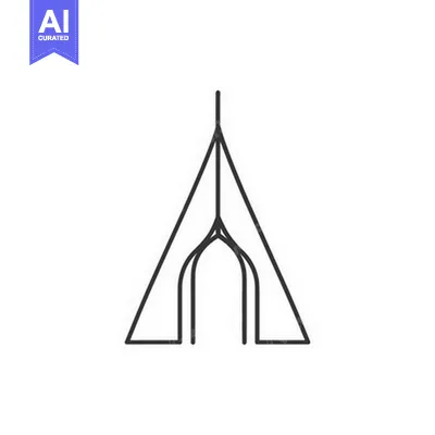 Aset premium populer: The simple minimalist black and white geometric design of a tent