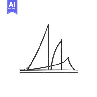 Simple stylized illustration depicting several boat sails and hull lin