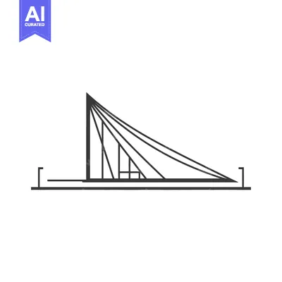 Aset desain premium: An abstract outline depiction of a modern cable stayed bridge