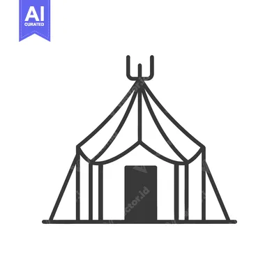 Premium design asset: A simple graphic illustration of a tent with door and poles