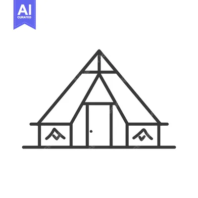 Aset desain premium: Simple graphic illustration showing a camping tent structure in outlin