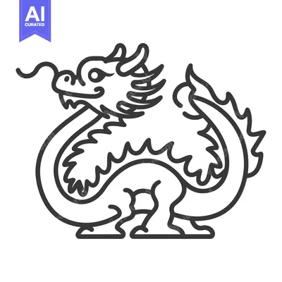 Aset desain premium: Line Art Illustration of a Chinese Dragon