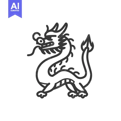 Popular premium asset: A line drawing of a Chinese dragon in a standing pose