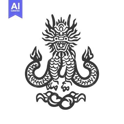 Aset premium populer: Black and White Illustration of a Chinese Dragon