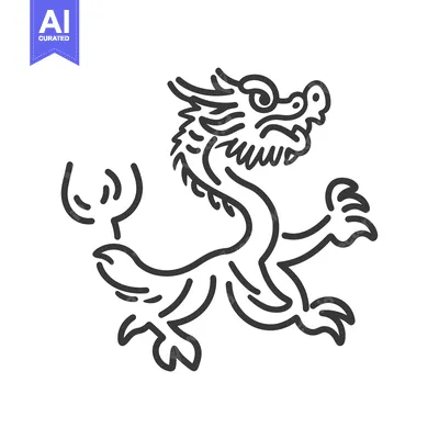 Aset desain premium: Line Art Illustration of a Chinese Dragon