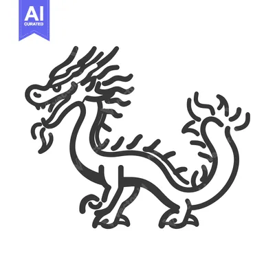 Aset premium populer: Hand-Drawn Black and White Illustration of a Chinese Dragon