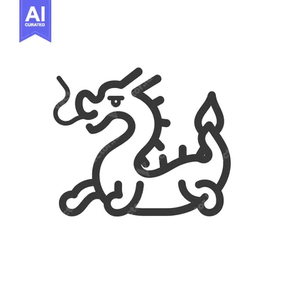 Aset premium populer: Line Art Illustration of a Sitting Dragon