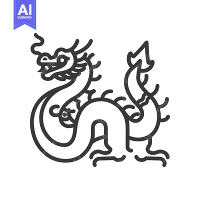 Aset premium populer: Line Art Illustration of a Chinese Dragon