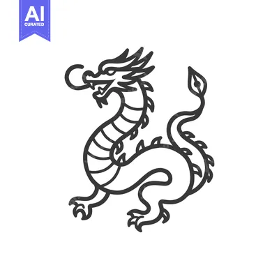 Aset premium populer: Line Art Illustration of a Chinese Dragon