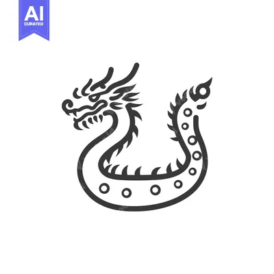 Black and White Line Art Dragon Boat Illustration