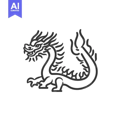 Popular premium asset: Line art illustration of a Chinese dragon with a curled tail