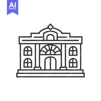 Aset premium populer: Simple architectural illustration of a building with multiple windows