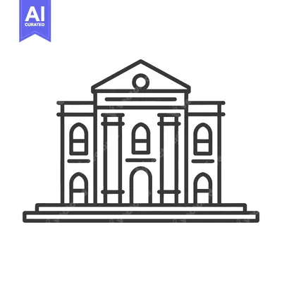 Premium design asset: A classic building with a triangular roof and multiple columns
