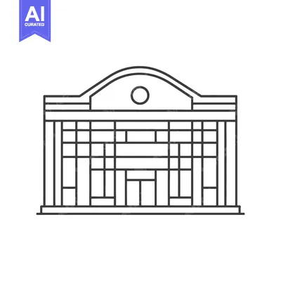 Aset premium populer: A simplified architectural illustration of a building facade design