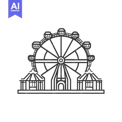 An illustration depicts a large carnival ferris wheel and its tents