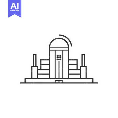 Popular premium asset: Abstract line art depicts a building with arch and columns