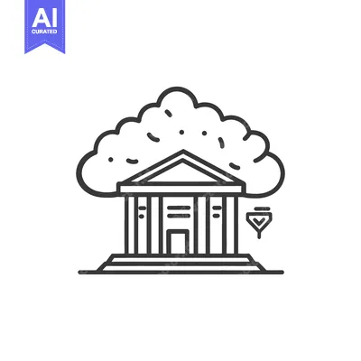 Aset desain premium: An illustration of a government building with cloud integration