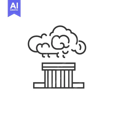 Premium design asset: A stylised line art illustration of a building with rain cloud