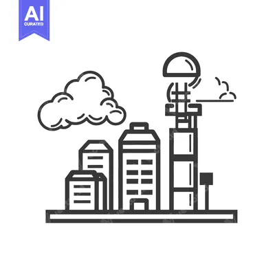 Aset premium populer: An illustrated depiction of a cityscape with clouds in the sky