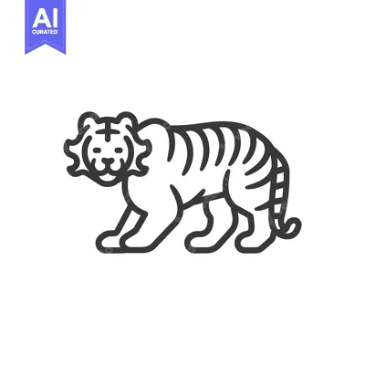 Aset premium populer: A stylized graphic depiction of a walking tiger animal