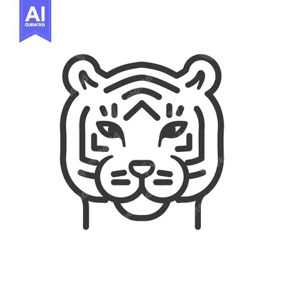 Popular premium asset: A simple outlined drawing of a tiger head facing forward
