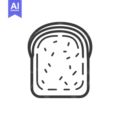 A simplistic illustration of a single slice of bread with lines