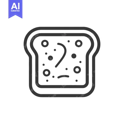 Aset premium populer: A simple black and white illustration of bread with details