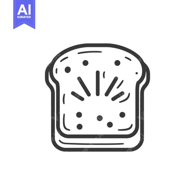 Aset desain premium: A black and white illustration of a single bread slice