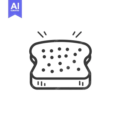 Premium design asset: A simple outline of a toasted bread slice with holes